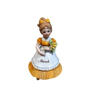 vintage Lefton porcelain figurine March Birthday Girl / Flower Girl 50s 60s